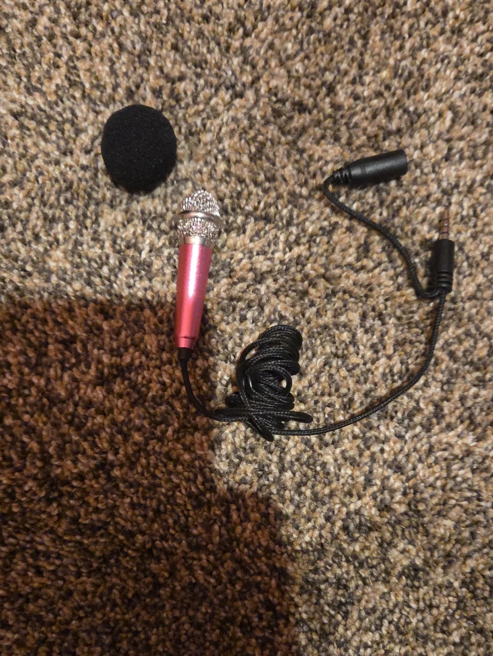 Pink Wired Mini Microphone with Foam Windshield - Compact Computer Accessory